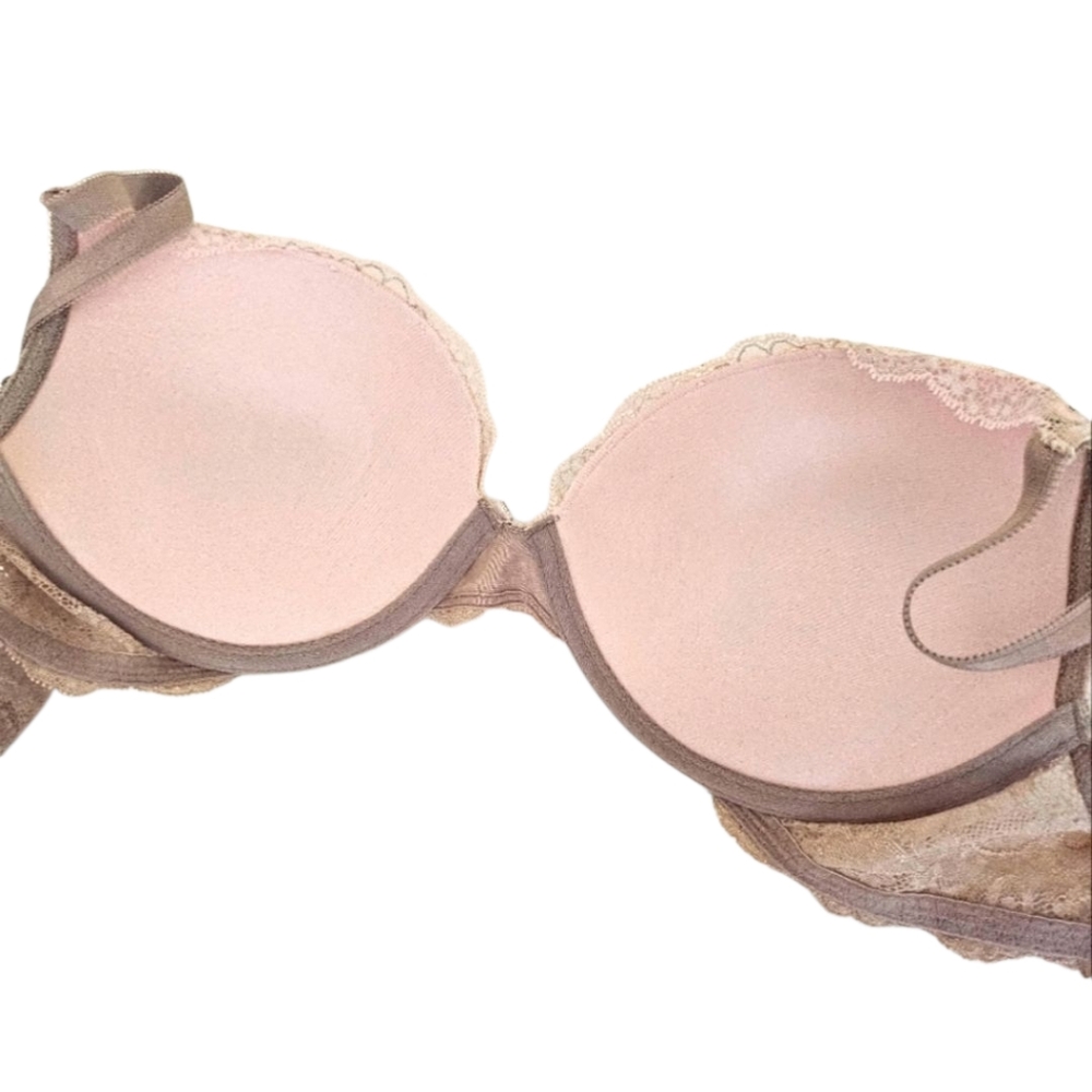 Victoria's Secret Dream Angels Plunge Bra ~ Pink And Nude Lace, Size 38C - Picture 4 of 7